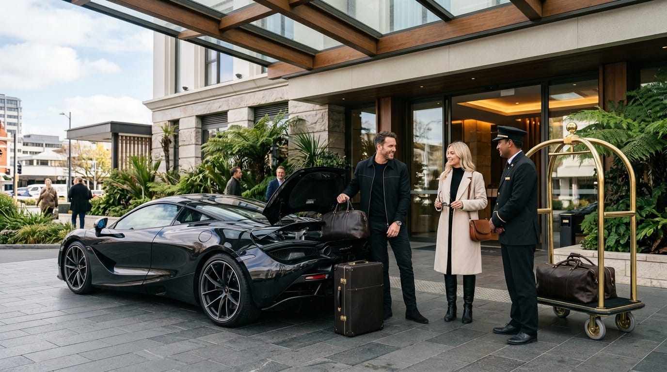 Luxury hotel arrival for Christchurch Super 440 race weekend travel