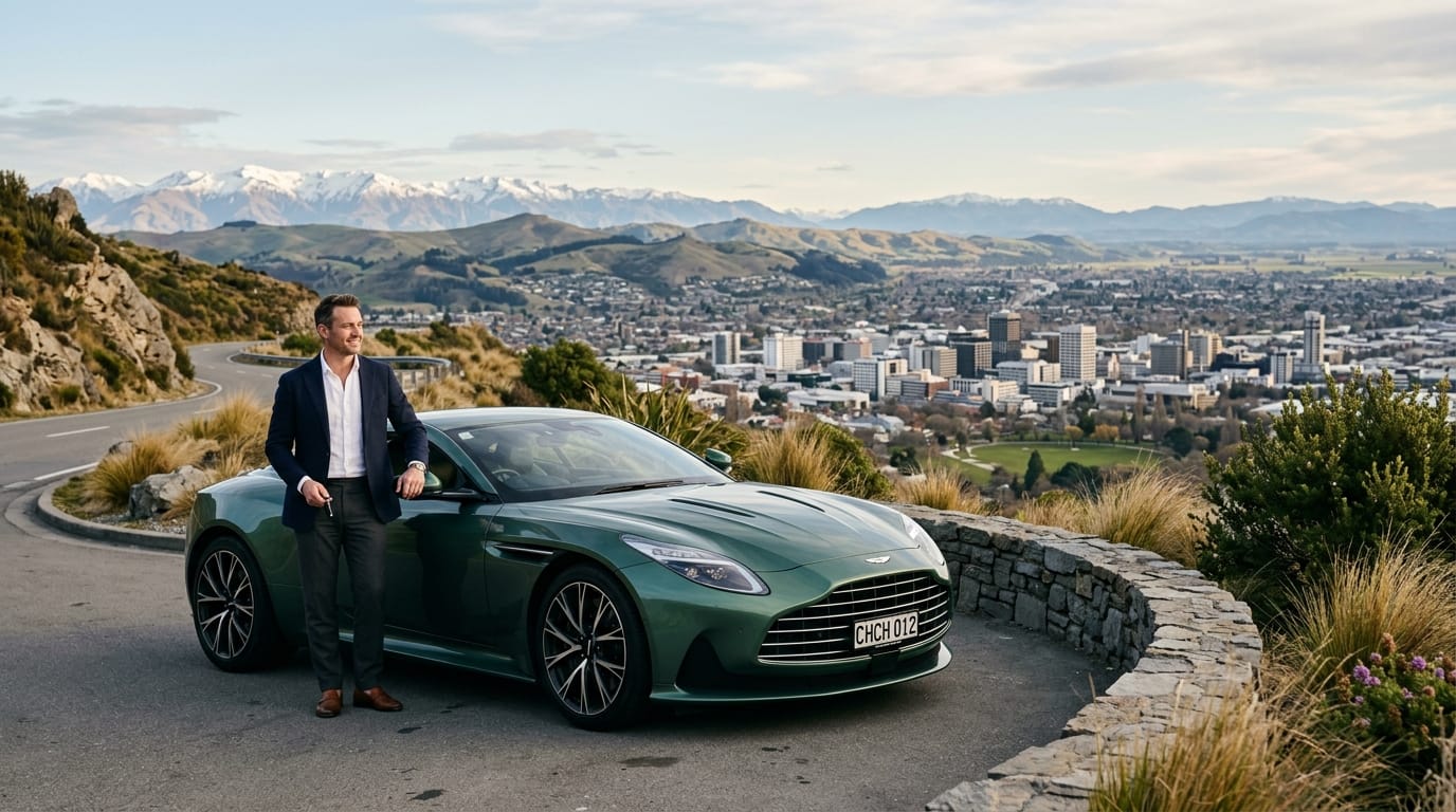 Modern supercar driving etiquette in Christchurch with quiet luxury style