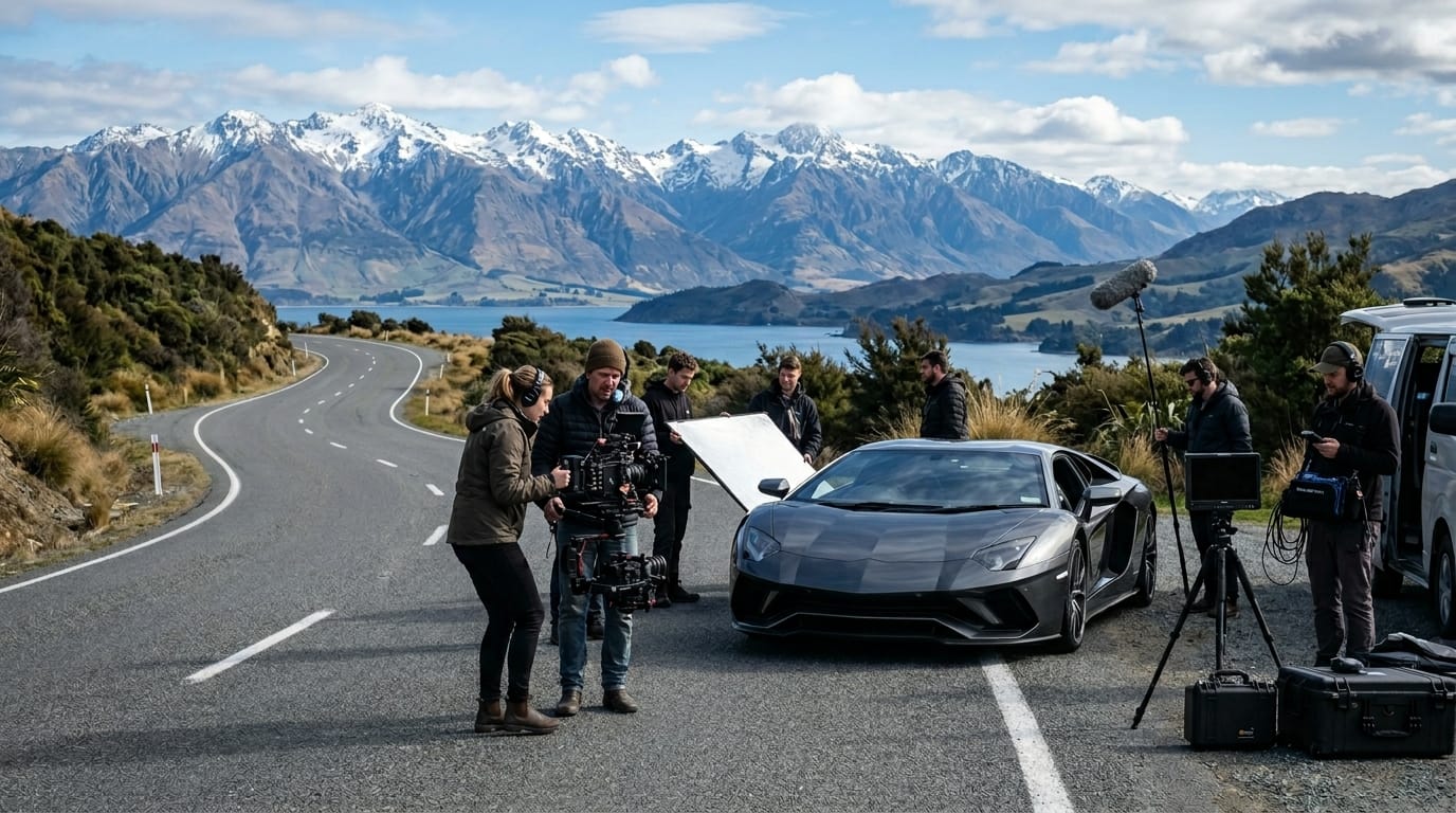 supercar brand content creation near Christchurch scenic roads