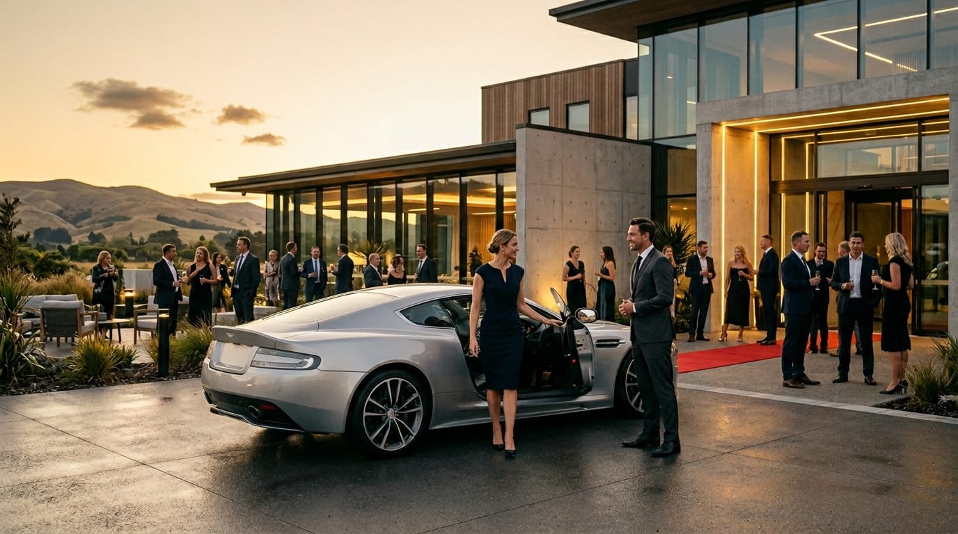 supercar hire for corporate events in Christchurch with VIP arrival