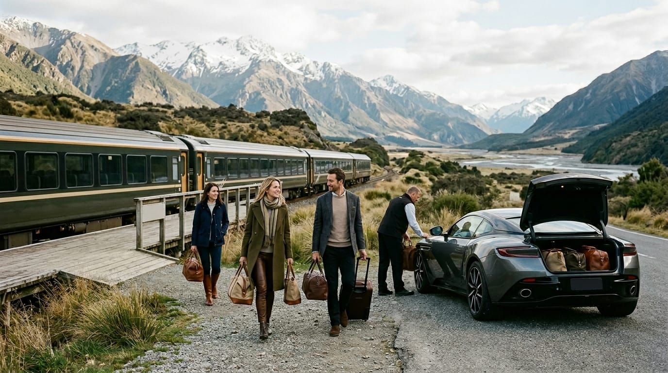 Travellers starting a train-to-supercar weekend in Christchurch