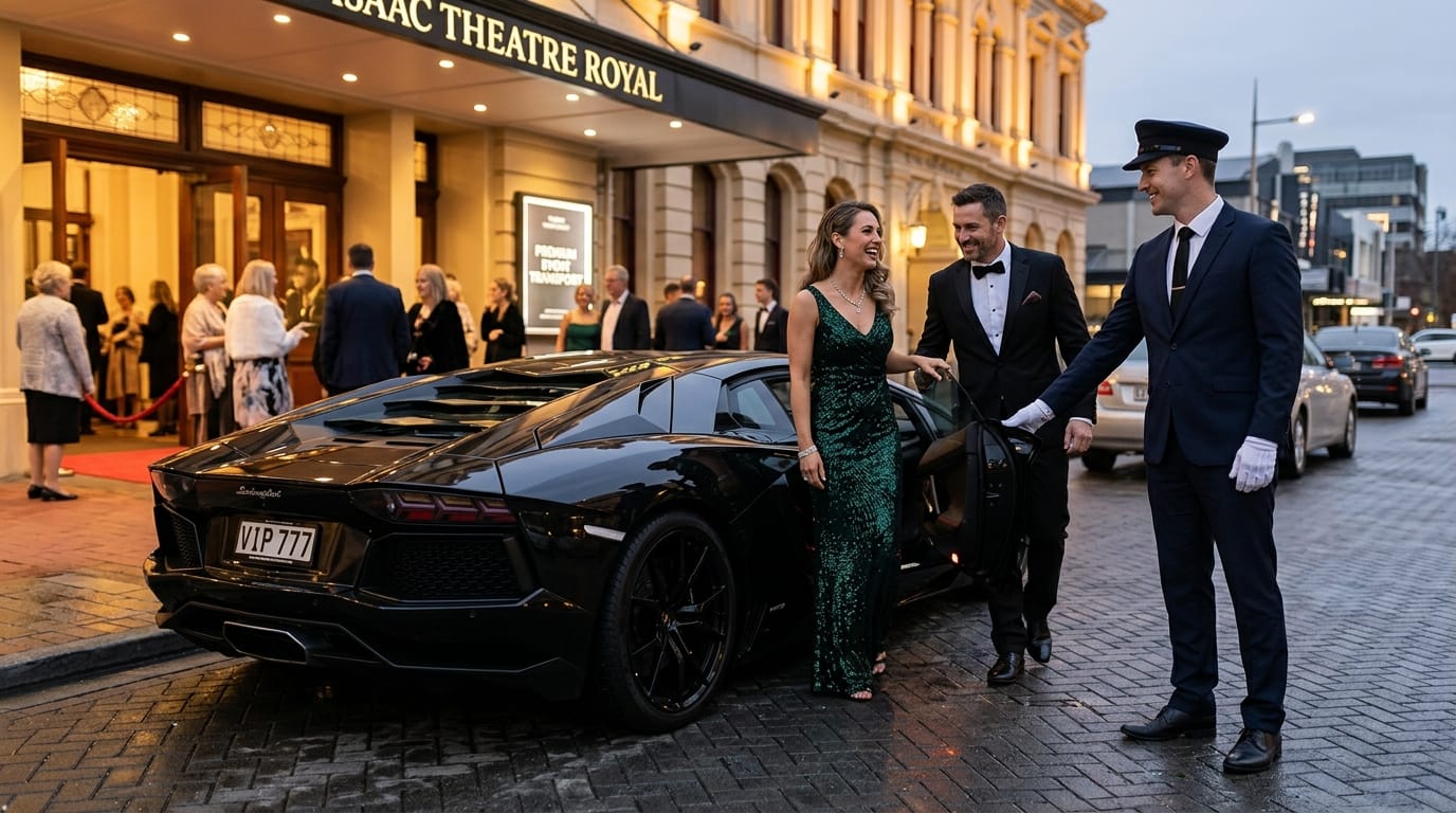 chauffeur supercar arrival for Christchurch event