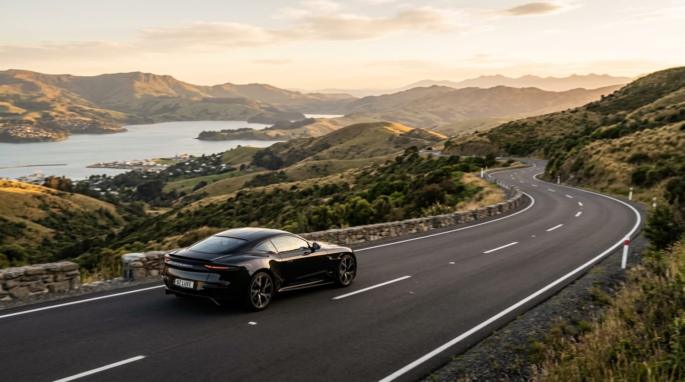 Christchurch stopover supercar experience on a scenic South Island road