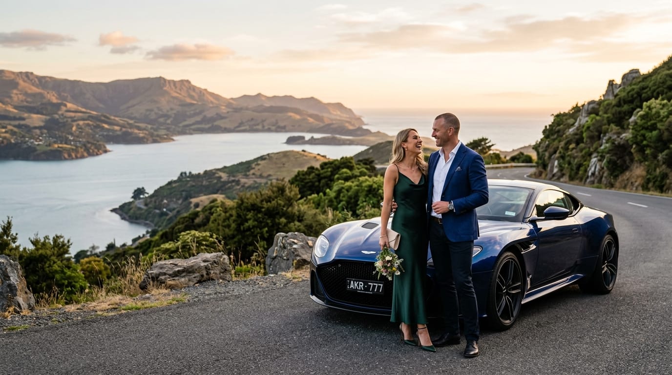 Couple enjoying a luxury supercar date experience in Christchurch