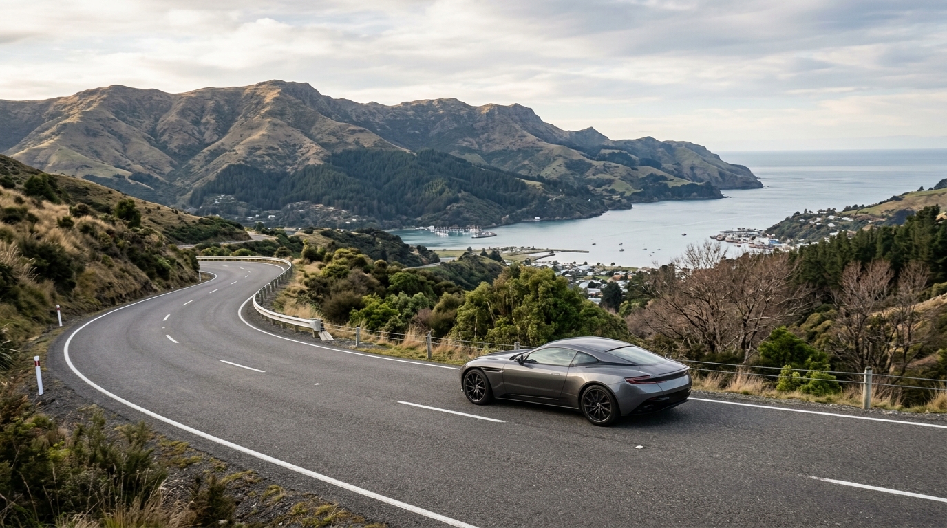 Private supercar day trip from Christchurch on a scenic Canterbury road