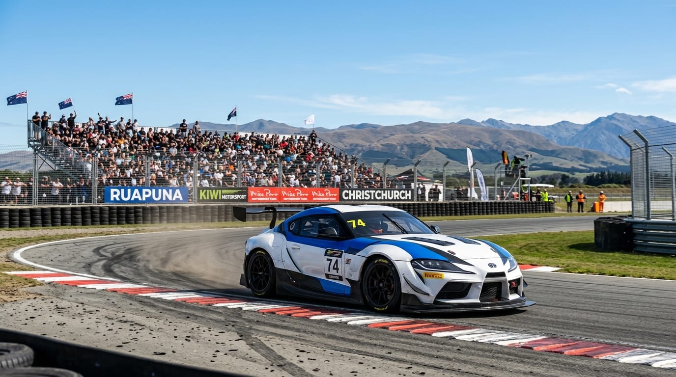Toyota GR Supra racing at the 2026 Christchurch Super 440 at Ruapuna