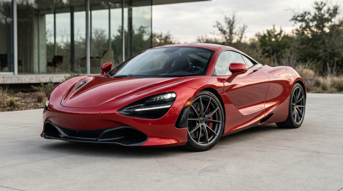 Front three-quarter supercar photography angle showing body lines and wheel details