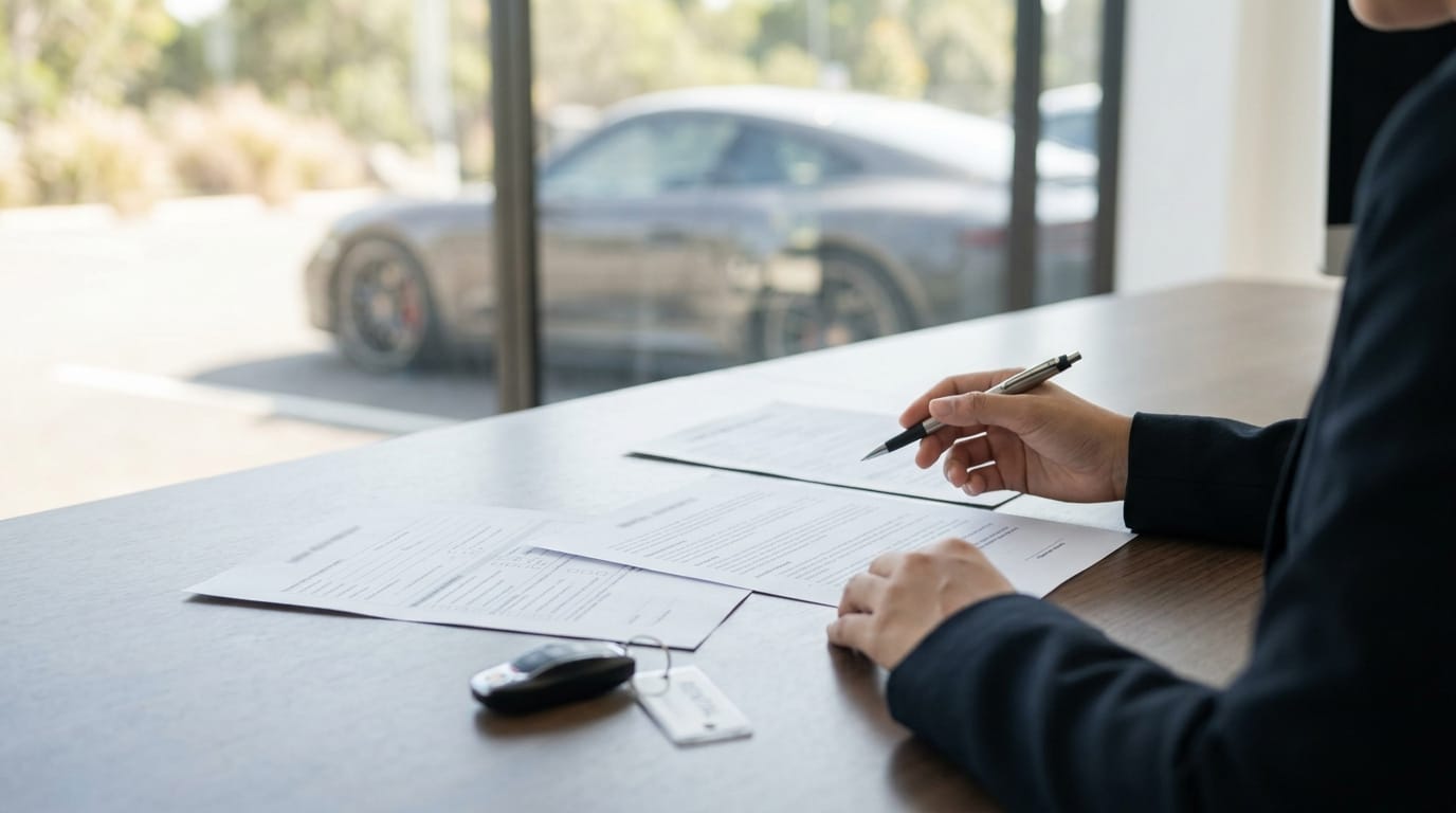 Reviewing supercar rental excess and insurance terms before signing